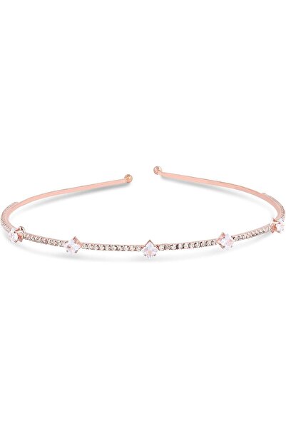 ZAVERI PEARLS Rose Gold Dazzling Diamonds Embellished Contemporary Hairband F...