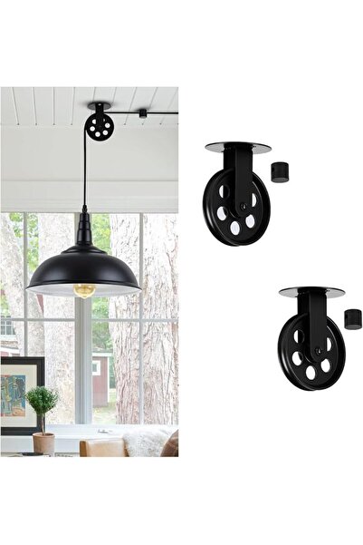 KASTWAVE Black Pulley Wheel, 2.75” Industrial Black Metal Pulley Wheels Set o...