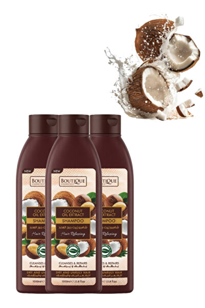 Boutique 3 Pieces Coconut Oil Extract Shampoo for Dry and Unruly Hair 1000ML