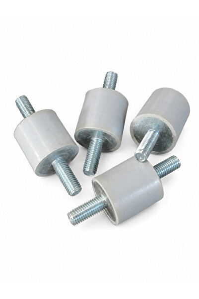 30x30 mm M8 Gri Kauçuk Titreşim Takozu 60 Shore A Tipi Antivibrasyon Takozu (4 Adet)