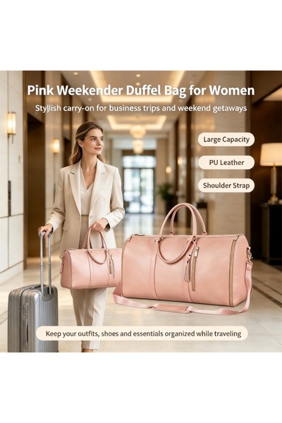 Generic Women PU Leather Weekender Duffel Bag with Tassel, Large Capacity Ove...