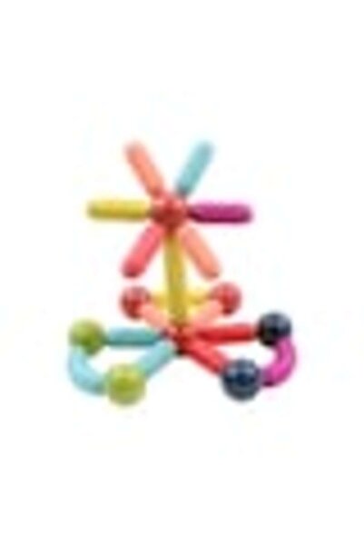 Stuniko Set de construcție cu 42 de piese magnetice pentru copii, Stuniko ®   Bețe și bile magnetice, Joc educativ STEM, Dezvoltă creativitatea și abilitățile motorii, Multicolor, 3 ani+