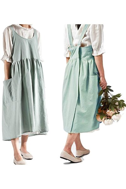 GENERAL Cotton Linen Cross Back Apron for Women with Pockets for Cooking Gard...