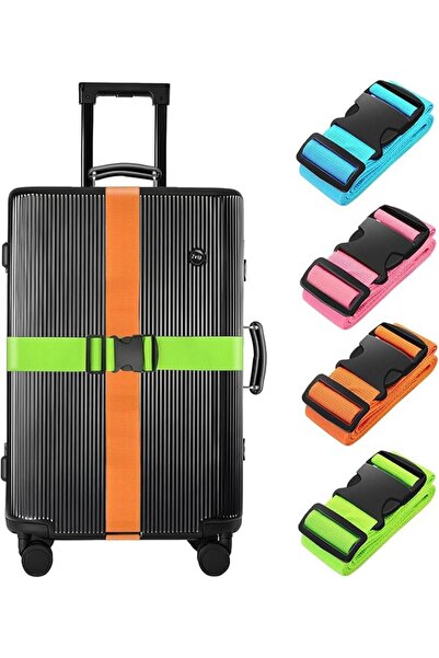 Yelajoy 4 Pack Luggage Straps 86.6" Long Belts Keep Suitcase Secure While Tra...