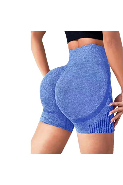 Choice S/M Blue Women Yoga Shorts High Waist Workout Shorts Fitness Yoga Lift...