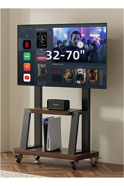 COOLHAWK حامل تلفزيون متحرك بعجلات، حامل تلفزيون أرضي من الفولاذ لشاشات 32-70...