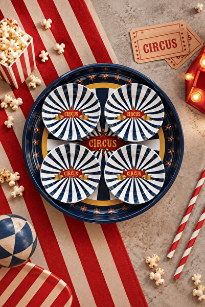 Sarkap Home 26 cm Circus Lacivert Tabağı ve 4'lü Çerezlik Seti