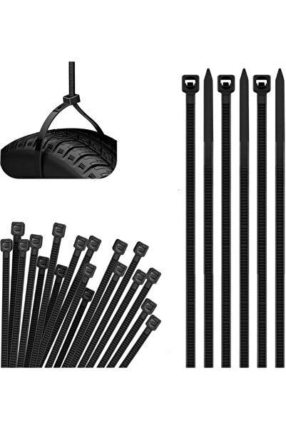 GENERAL 200Pcs Cable Ties Black, 300mm x 4.8mm, Heavy Duty Nylon Cable Ties w...