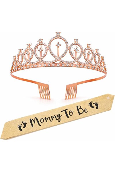 Wanna Party WP Women’S Mom To Be Crown Tiara And Mom To Be Sash Crystal Rhine...