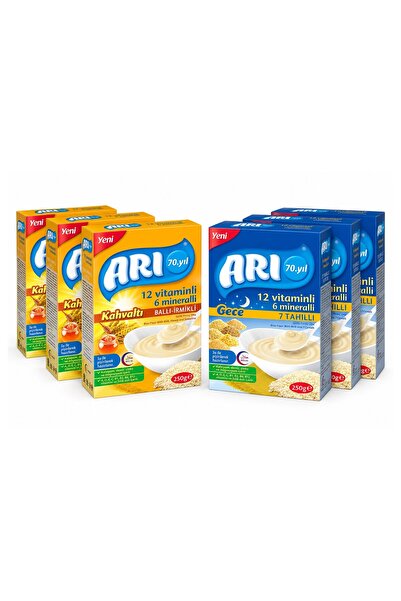 Arı Mama Pirinç Unu 250 gr Ballı İrmikli ve 7 Tahıllı Gece 6 lı Karma Paket