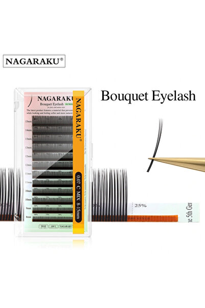 NAGARAKU 5D Bouquet Buket İpek Kirpik 0,07 Kalınlık C Kıvrım (Mix 8-15mm)