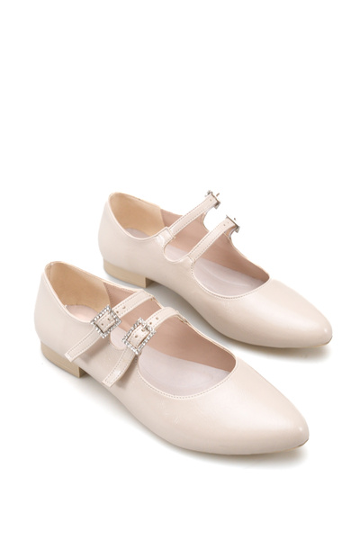 Riccon Gemma Sola Women's Ballerinas 0012345 Beige Wrinkled Patent Leather