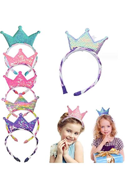 Aputue Crown Headbands, Five-Piece Glittering Princess Crown Set with Comfort...