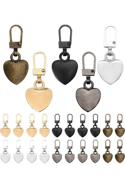 BIGTHREE Detachable Pull Replacement, 25 Pcs Multicolor Zipper Heart Shaped M...