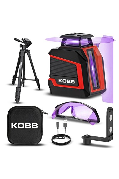 KOBB KBL30P 3.7V Li-ion Yatay 360° ve Dikey Otomatik Hizalamalı Mor Işık Profesyonel Lazer+Tripod