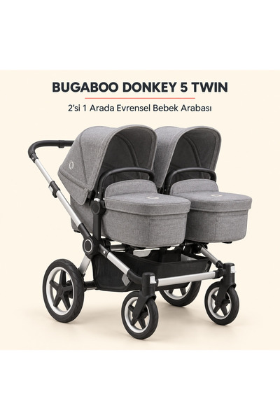 Bugaboo İkiz Bebek Arabası Donkey5 (iki oturma ünitesi - iki portbebe) ana ku...