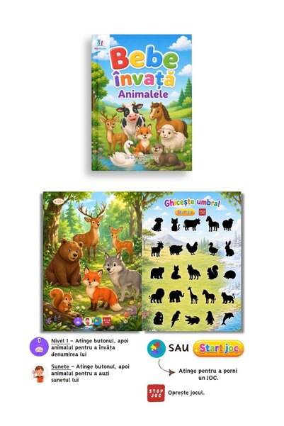 minibooks Bebe descoperă cărțile cu sunete – Pachet Clasic, pix interactiv + 5 cărți, 2–3 ani