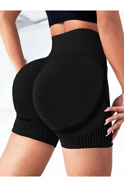 Choice L Black Women Yoga Shorts High Waist Workout Shorts Fitness Yoga Lift ...