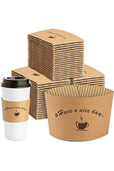 HLWDFLZ Kraft Paper Coffee Cup Sleeves 100 packs - Coffee Sleeves, Disposable...