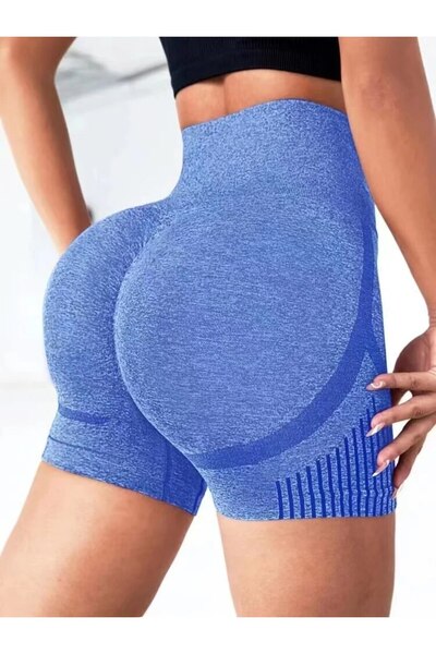 Choice M Blue Women Yoga Shorts High Waist Workout Shorts Fitness Yoga Lift B...