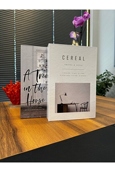 A Tree in the House & Cereal 2’li Dekoratif Kitap Kutu Seti Bej 2