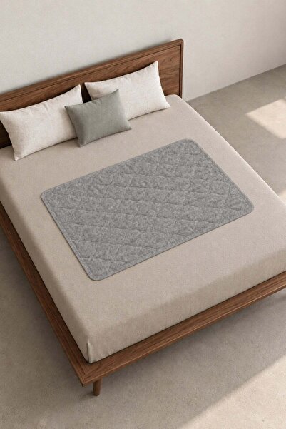 vivamaison Sıvı Geçirmez Kapitoneli Alez Yıkanabilir Yatak Koruyucu Ped 70x100 cm Melanj Gri
