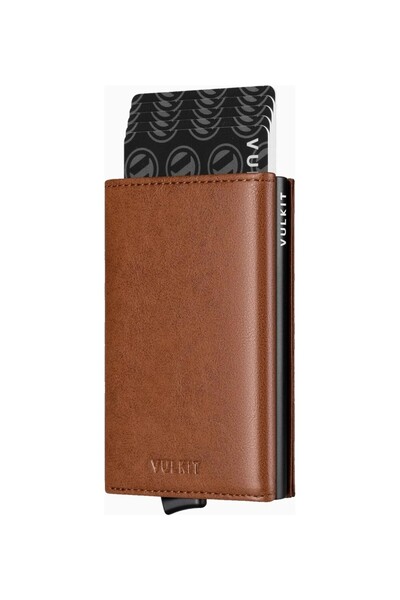 VULKIT Rfid Protected Leather Pop-Up Men's Card Holder Wallet