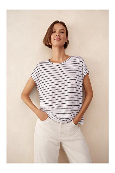 THE WHITE COMPANY Striped European Linen Women's Blouse with Button Detail
