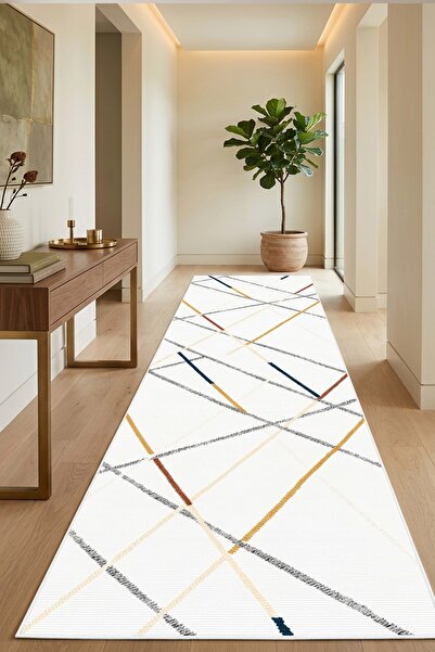 West Home Makinede Yıkanabilir Kaymaz Taban Leke Tutmaz Dijital Salon Mutfak Balkon Halısı ve Yolluk