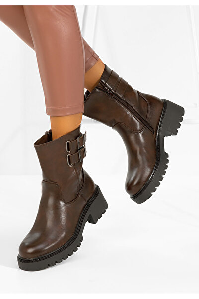 B T Shoes Γυναικείες ψηλές μπότες Καρλότ καφέ