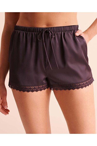La Vie en Rose Lace Trim Satin Shorts