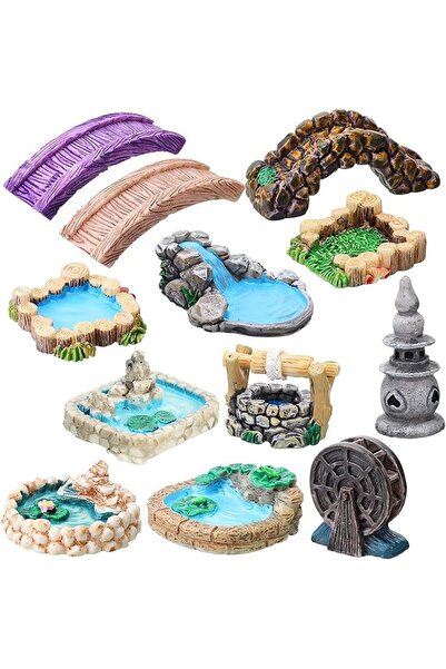SYOSI Fairy Garden Accessories, Miniature Garden Bridge, Figurines, Mini Ligh...