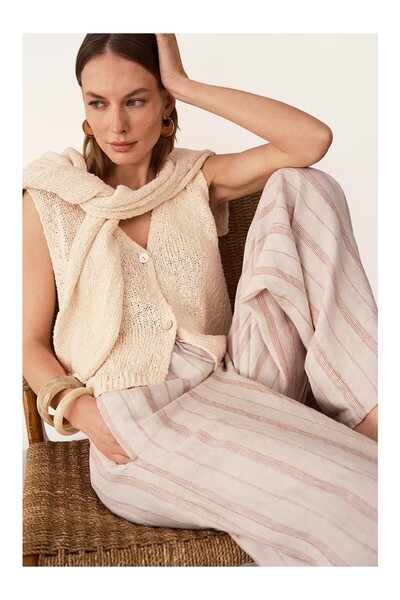 THE WHITE COMPANY Organic Cotton Buttoned Knitwear Women's Vest Blouse