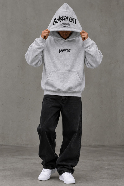 HAI COLLECTİON Erkek 3 İplik Baskı Detaylı Oversize Hoodie – Kapüşonlu Kangur...