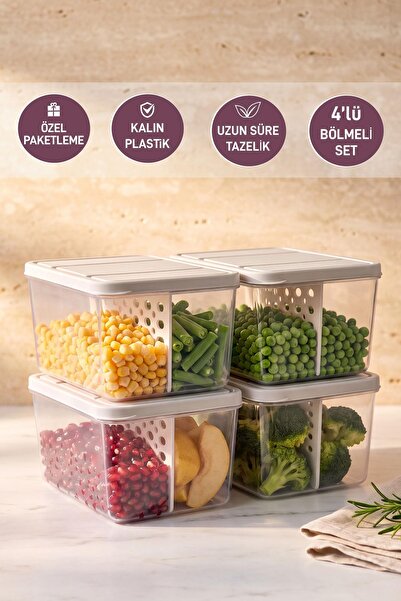 SELKA HOME 4 Pieces Deep 1 Lt. Nora Compartmentalized Organizer Refrigerator ...