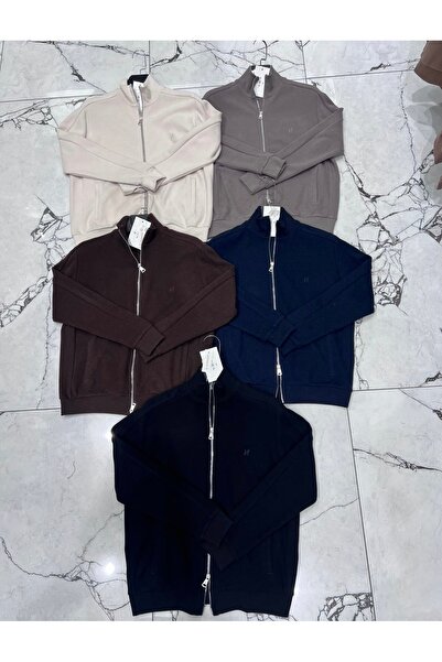 ATKGİYİM Men's Full Zipper Stand Collar Thessaloniki Cardigan - Durable Fabri...