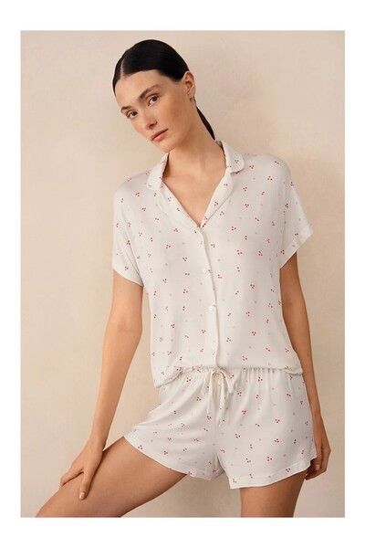 THE WHITE COMPANY Jersey Heart Print Women's Short Pajama Set