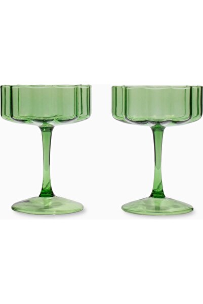 Fazeek Wave Handmade Set of 2 Glass Goblets