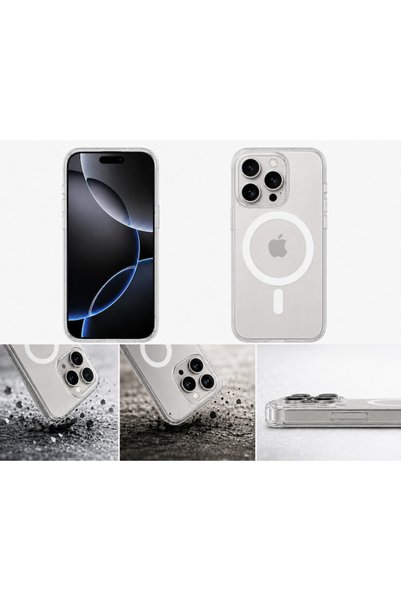 Sarphia Store Husă TPU compatibilă cu încărcare MagSafe, compatibilă cu iPhone 16 Pro, protectoare, subțire, pentru încărcare wireless, margini ridicate pentru protecția ecranului și a camerei, transparentă.