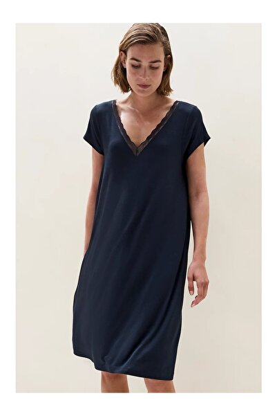 THE WHITE COMPANY Cooling Viscose V-Neck Women's Nightgown with Lace Detail