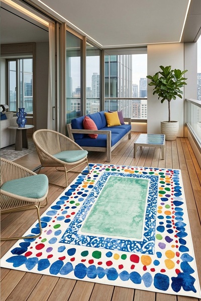 West Home Makinede Yıkanabilir Kaymaz Taban Leke Tutmaz Dijital Salon Mutfak Balkon Halısı ve Yolluk