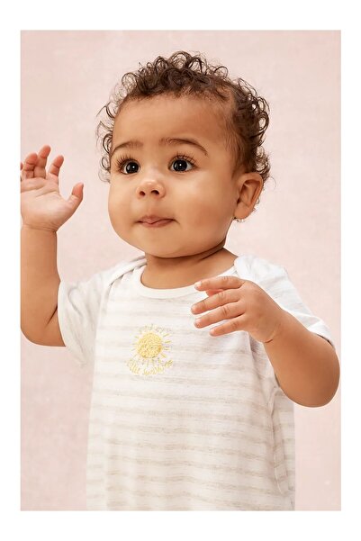 THE WHITE COMPANY Organic Cotton Sun Embroidered Striped Short Baby Sleeping Bag
