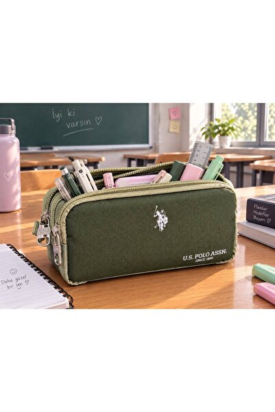 U.S. Polo Assn. Double Compartment Pen Holder Pencil Case Pen Bag Plkslkd