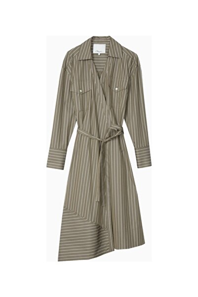 3.1 Phillip Lim Striped Poplin Wrap Midi Women's Shirt Dress