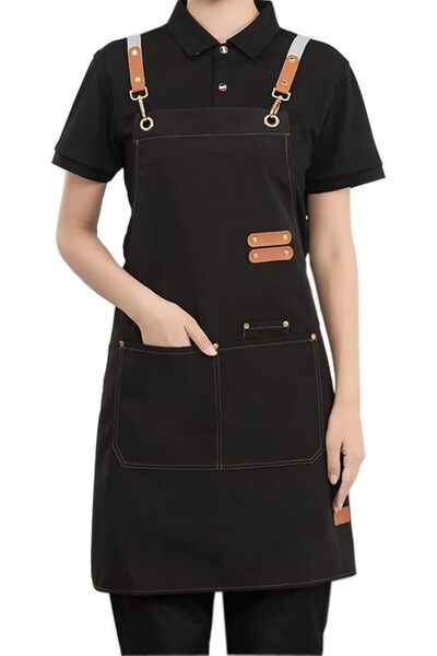 Beauenty Chef Aprons for Men Women with Large Pockets, Cotton Canvas Cross Ba...