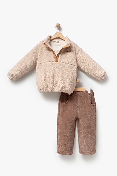 Jikko Baby Boy's Snap Fastener Plush Sweatshirt, Printed Long Sleeve T-Shirt ...
