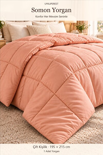 UYKUPEREST Somon Yorgan 195x215 cm Çift Kişilik Microfiber Silikon Dolgulu 4 ...