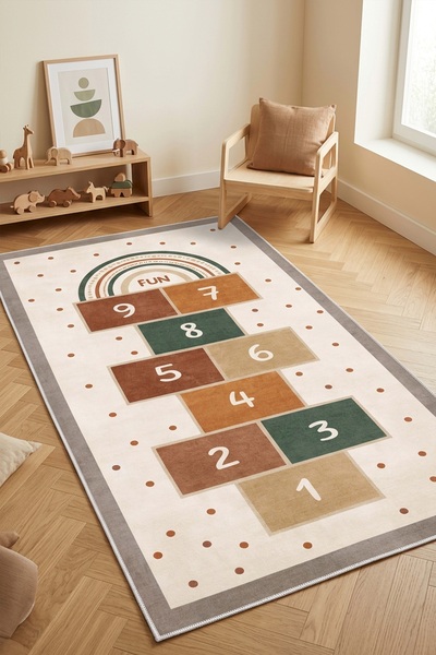 West Home Oyun halısı makinede yıkanabilir kaymaz taban leke tutmaz çocuk odası halısı
