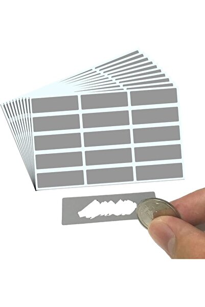 ScratchStix 150 Pack, Scratch Off Stickers Labels - Rectangle, Gray, 1.9 x 0.6