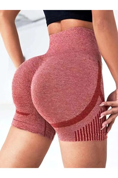 Choice M Red Women Yoga Shorts High Waist Workout Shorts Fitness Yoga Lift Bu...